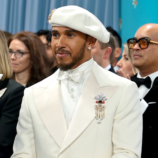 Lewis Hamilton arrives at Met Gala 2025 red carpet